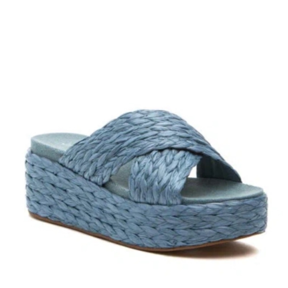 J/Slides platform wedge in denim